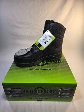 Interceptor NWT Men's Black Leather Tactical Steel Toe Boots Force 2.0 Size 8.5